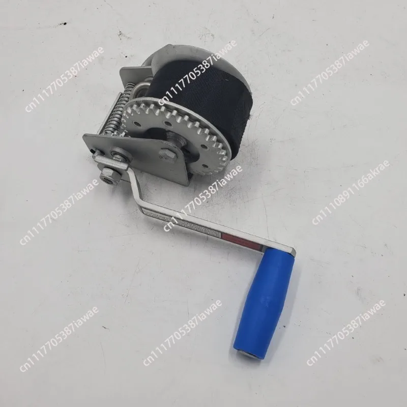 800lbs Manual Hand Winch Dacromet Coated 6m Webbing Strap Corrosion Resistant Seawater Rain Outdoor Crank for Boat Trailer