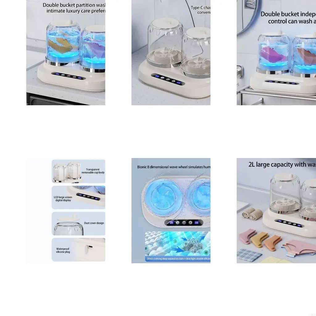 

Чашка для стирки с двумя ваннами емкостью мл Система стирки с двумя ковшами для отдельной чистки одежды с мощным двигателем
