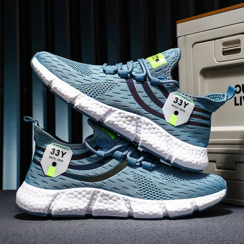 Couple trend sneakers men's and women's breathable fly-woven sneakers summer popcorn running shoes cold sticky Jinjiang shoes