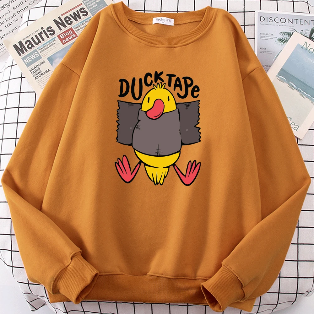 Awesome And Funny Duck Pun Ducktape Print Women Sweatshirt Casual Oversized Pullovers Autumn Fleece Top Hip Hop O-Neck Tracksuit