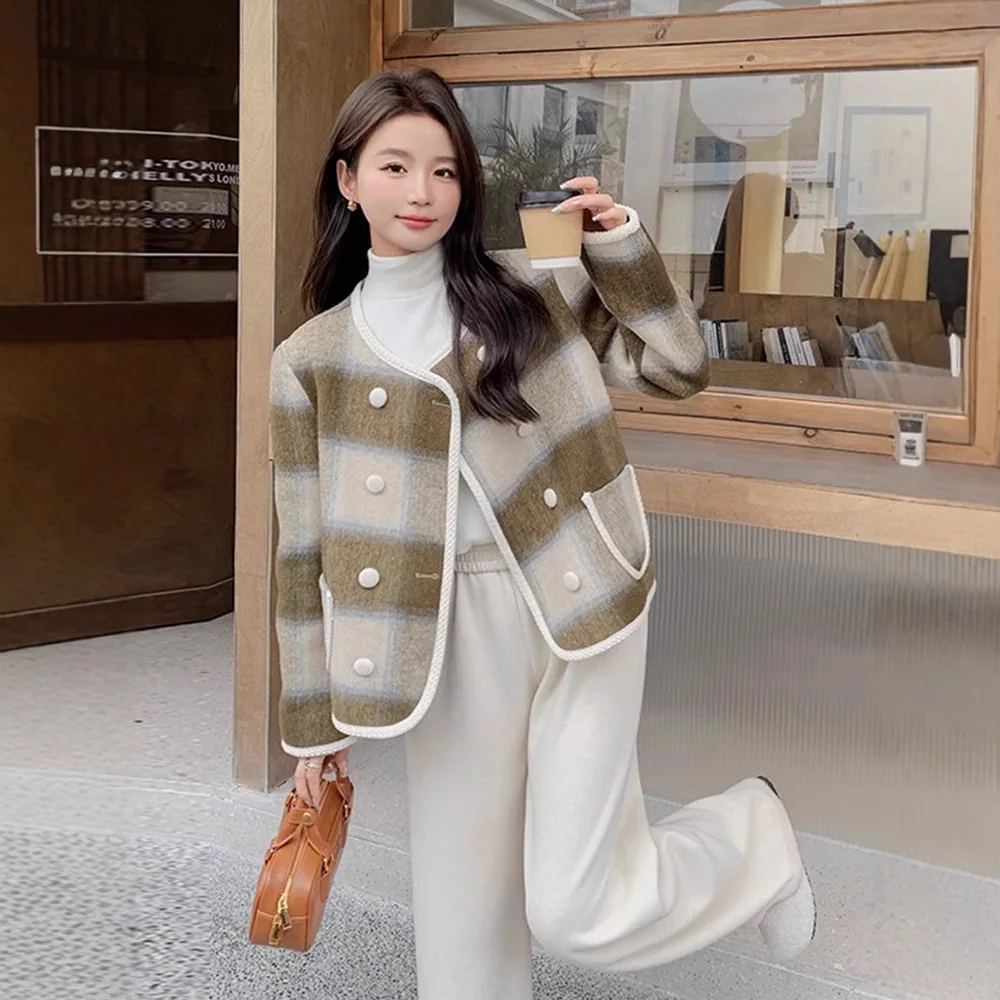 

Tweed Jacket High Quality Womens Winter Quilted Warm Cozy Comfy Thermal Anti-Freezing Hooded Pockets Morning School Daily Life