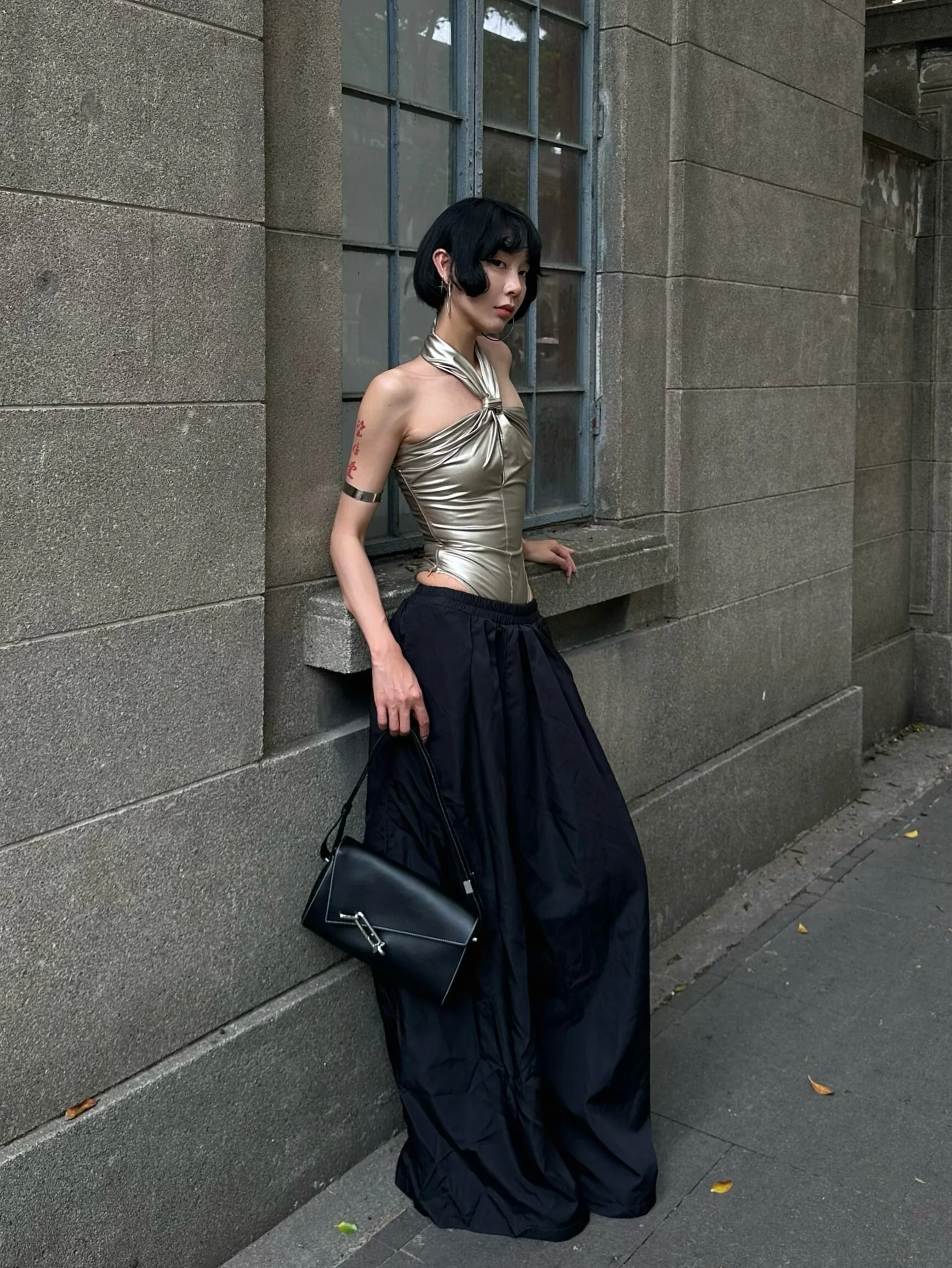 

Широкие брюки-палаццо из эластичной ткани с завышенной талией, удлиненные, женские, весенняя новинка, полиэстер