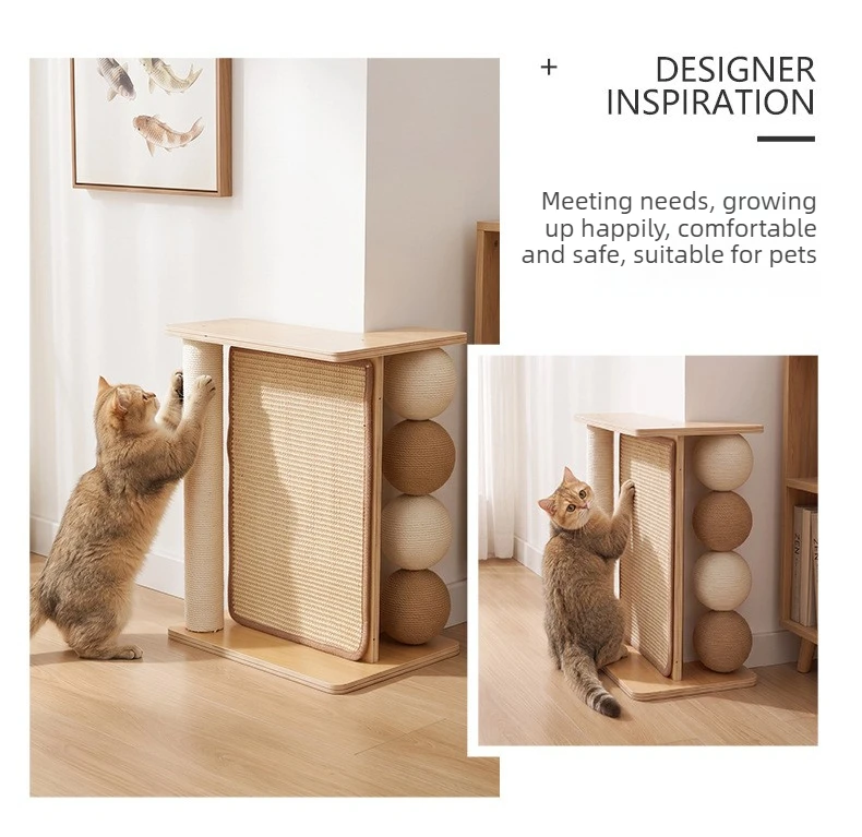 Sofa Corner Cat Scratching Post Couch Protector Sisal Scratcher Board Solid Wood Cat Scratchers Indoor Side Table Cats Furniture