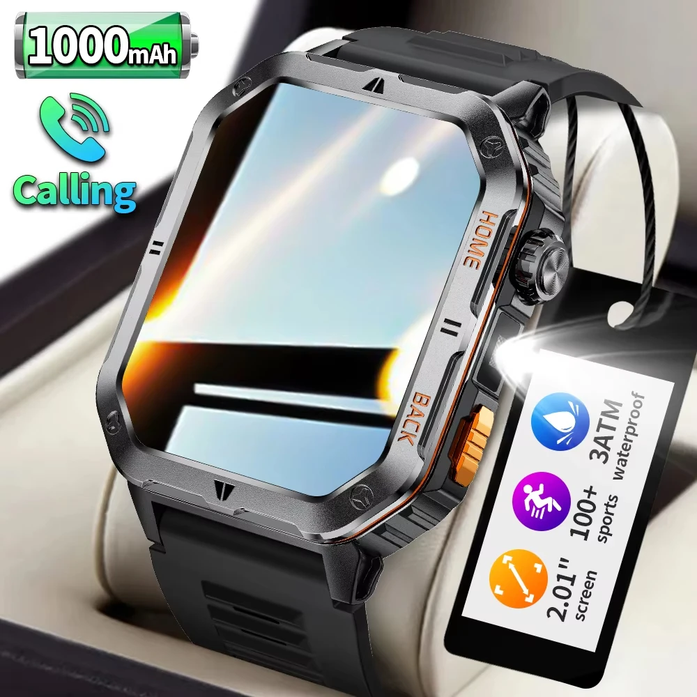 

2025 Military Grade 1000mAh Battery Smart Watch 5ATM Waterproof GPS Compass BT Call AMOLED HD Men Sports Smartwatch For Xiaomi
