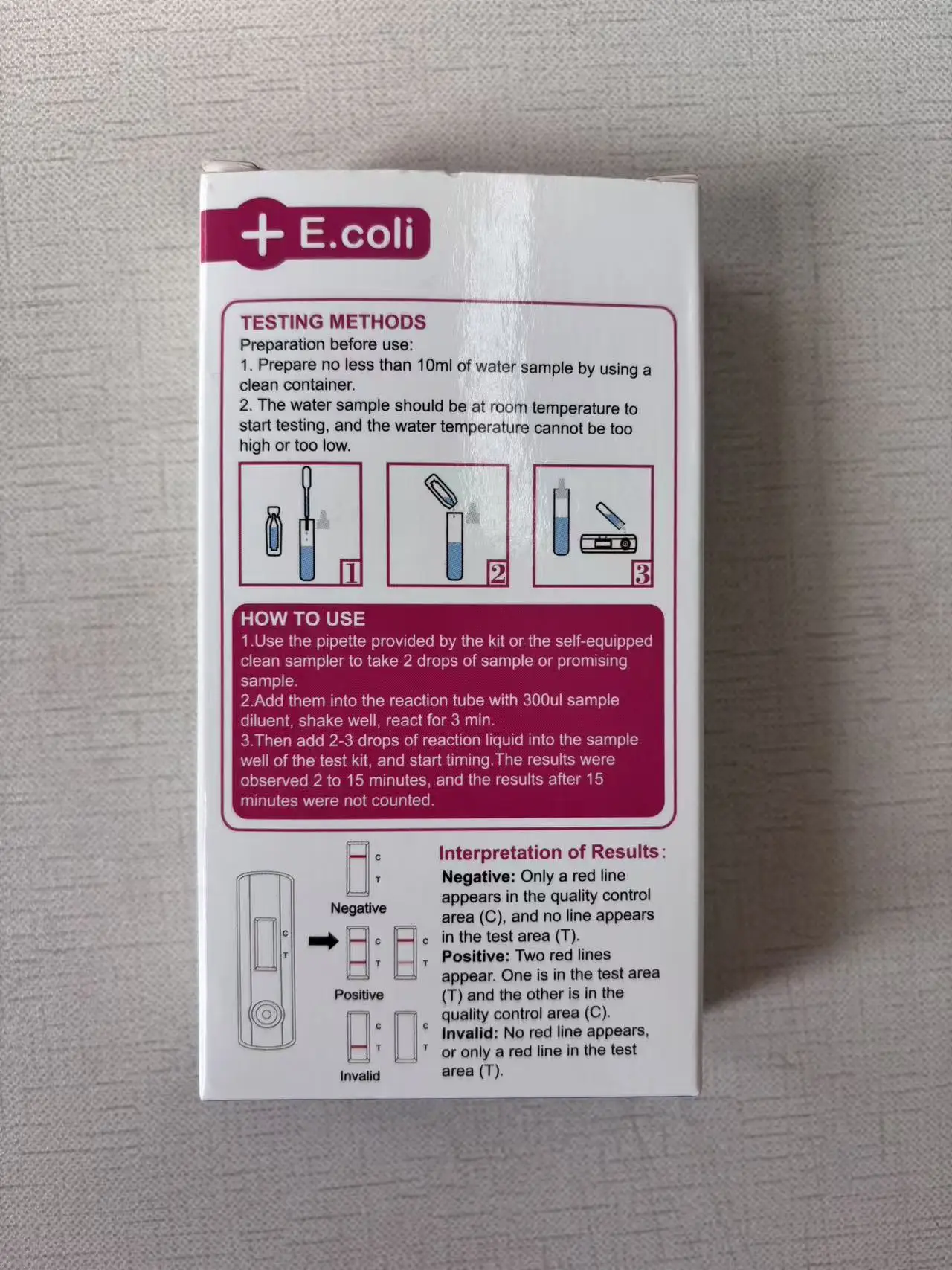 E.coli Water Test Kit Colloidal Gold O157 Detect Water Quality