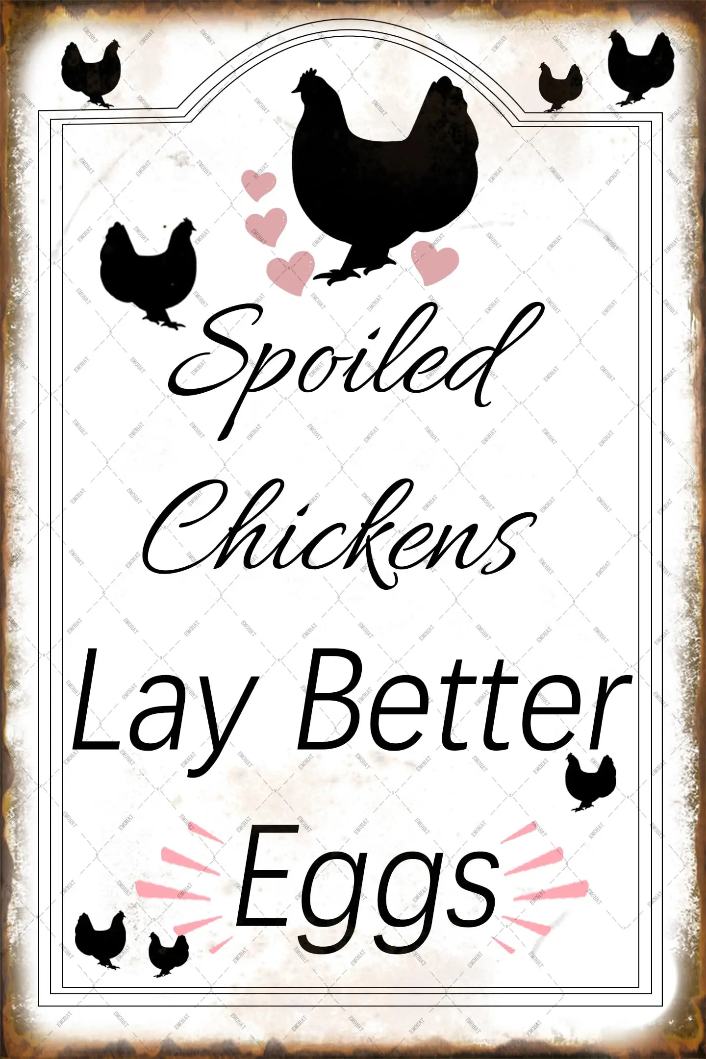 Chicken Metal Tin Sign Coop Signs Spoiled Chickens Lay Better Eggs Wall Art Retro Decor for Backyard Garden Farmhouse