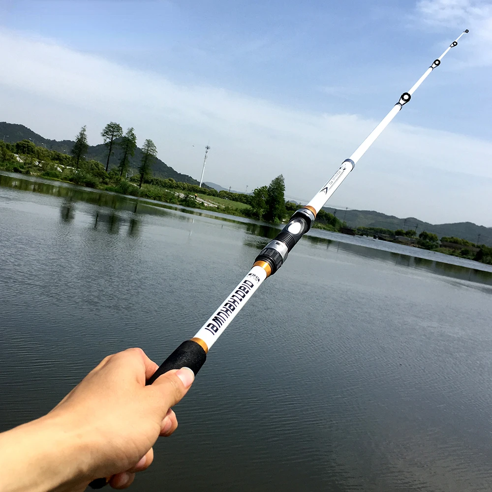 3.6/3.0/2.7/2.4/2.1M White Fishing Rod FRP Light/Hard Band Metal Fishing Reel Left Right Hand Folding Rocker Feeder Reservoir