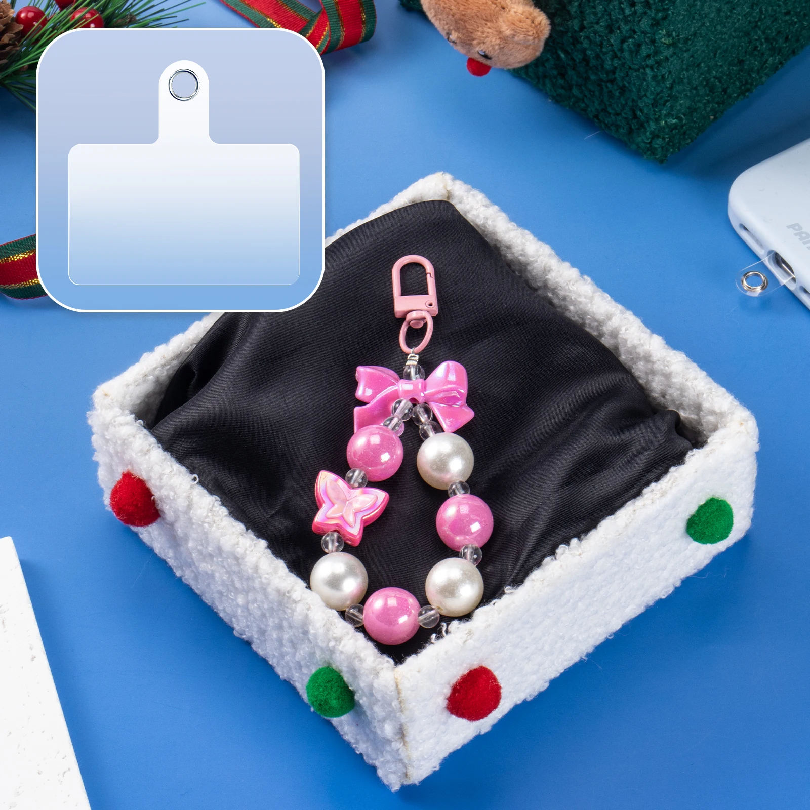 Cartoon Bow Beaded Mobile Phone Lanyard Anti-lost Mobile Phone Pendant Wrist Strap Rope Chain Cell Phone Accessories With Gasket