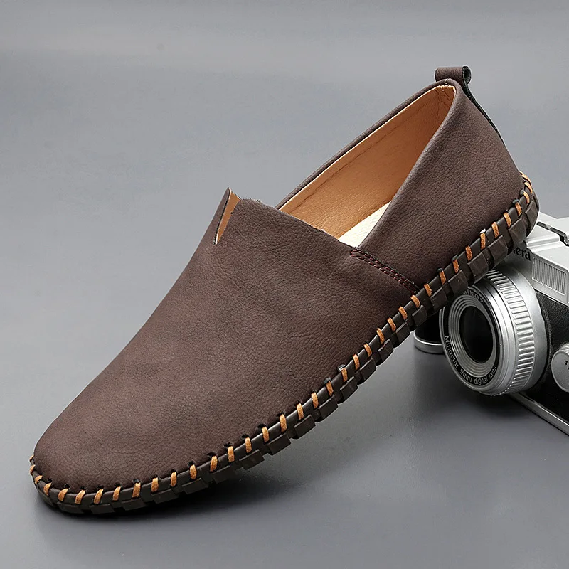 Jumpmore New style casual handmade moccasins Leather loafers Men Driving Shoes Size 39-48