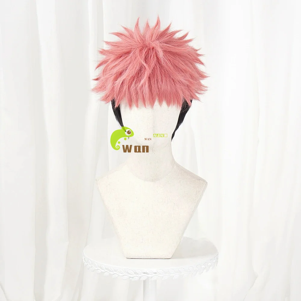 

Itadori Yuji Cosplay Wig 28cm Pink Black Mixed Color Wigs For Men Women Cosplay Anime Cosplay Wig Heat Resistant Synthetic Hair