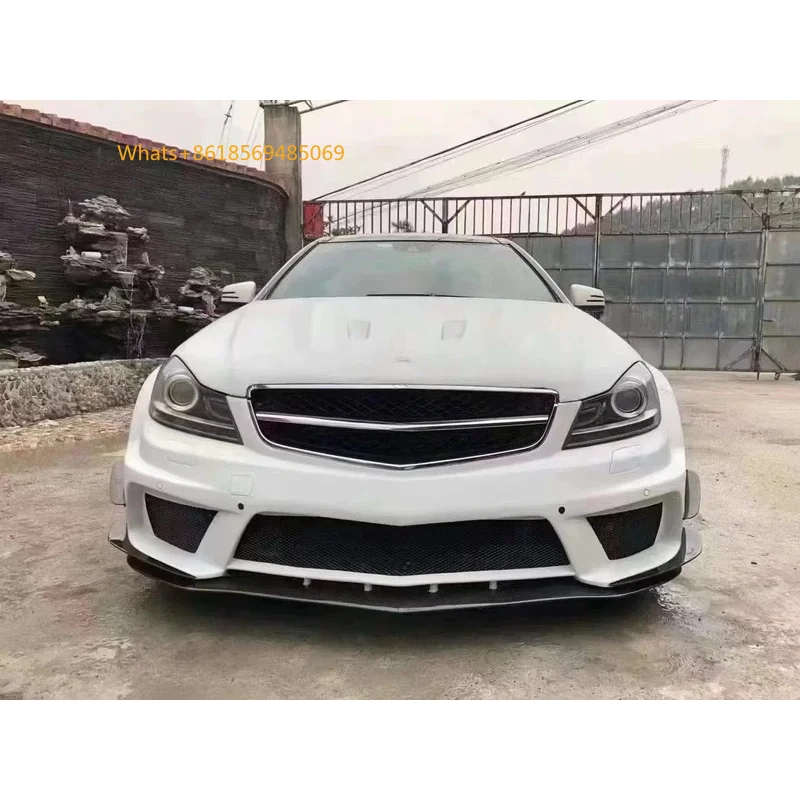 C63 W204 Upgraded Black Series Style Front rear bumper hood Wide body kit