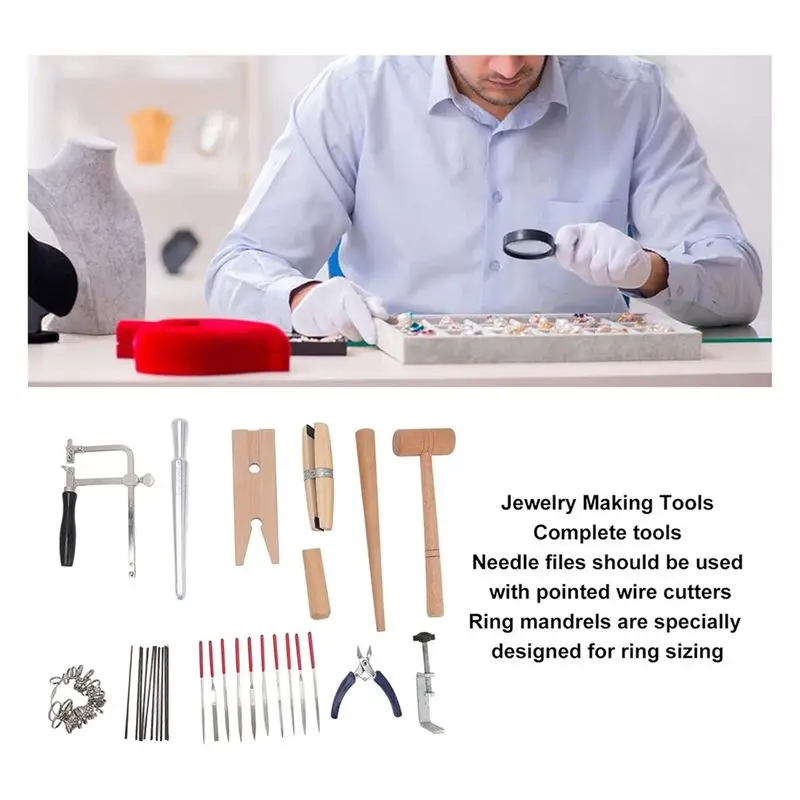Eco-Friendly-Jewelry Making Tools Set With Saw Frame, Cutters, Files - Complete Jewelers Kit For Crafting Rings, Wire Work &