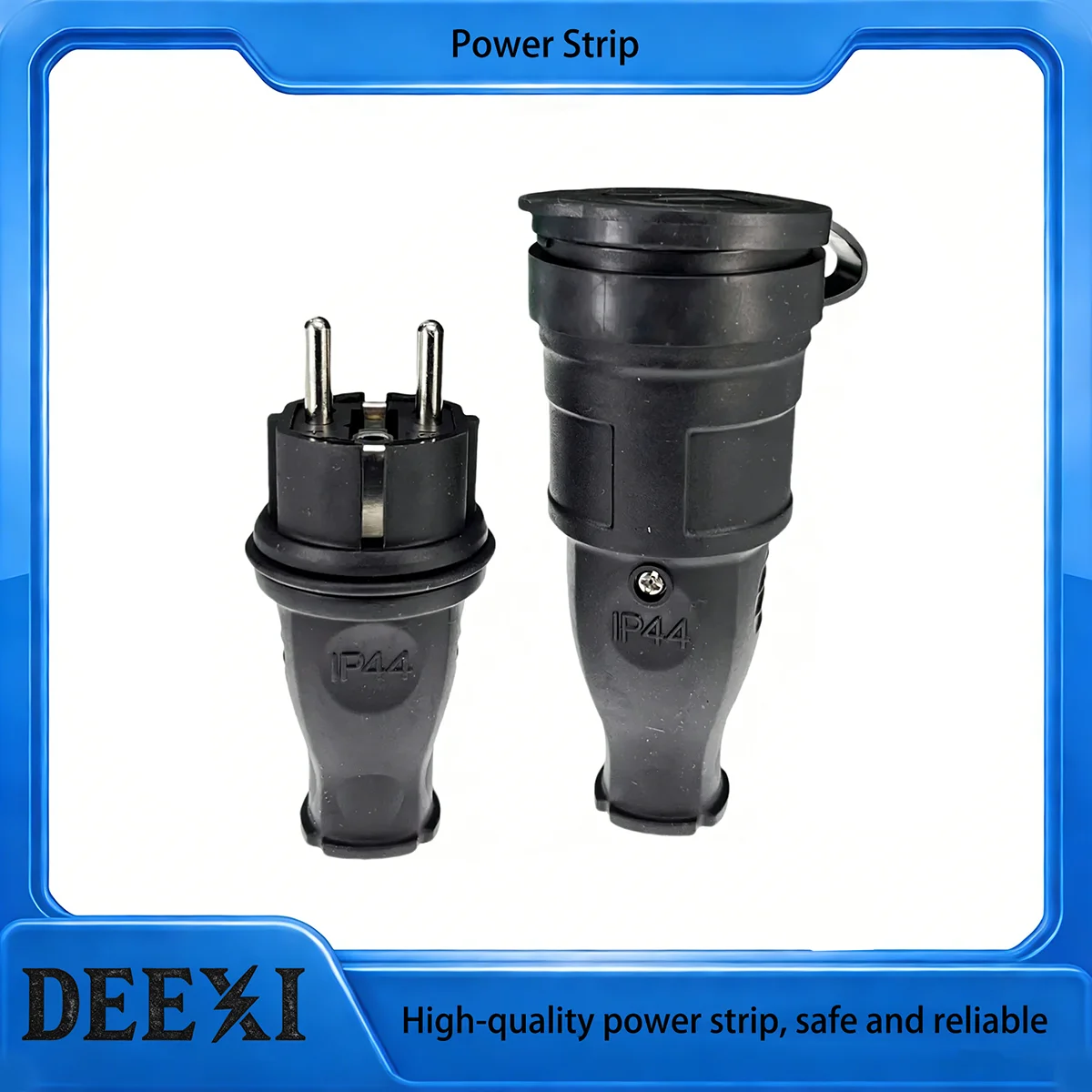 Bolantedz EU Rubber Waterproof Socket Plug Electrial Grounded European Connector With Cover IP44 For DIY Power Cable Cord 16A