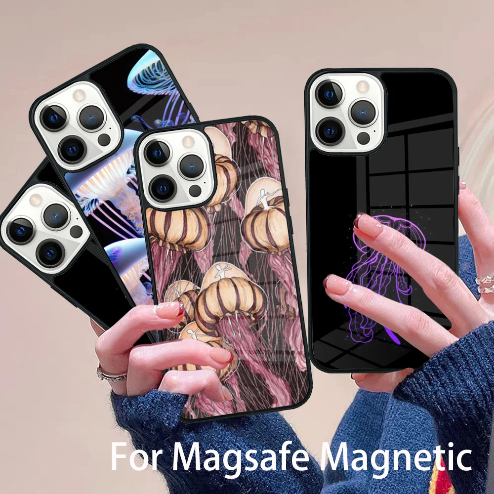 

Magic Jellyfish Phone Case Magesafe Magnetic Wireless Charge Cover For IPhone 16 11 12 13 14 15 Pro Max Plus Mini