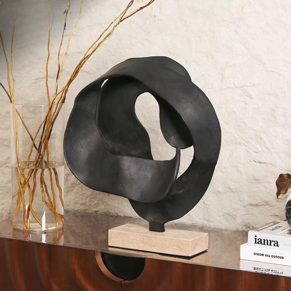Home Interior Decoration Aluminum & Marble Abstract Form Sculpture Creative Decorative Sculpture For Interior Projects
