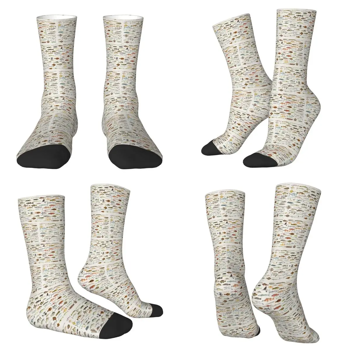 

Fish Chart Socks Harajuku Stockings All Season Long Socks Accessories for Man's Woman's Christmas Gifts