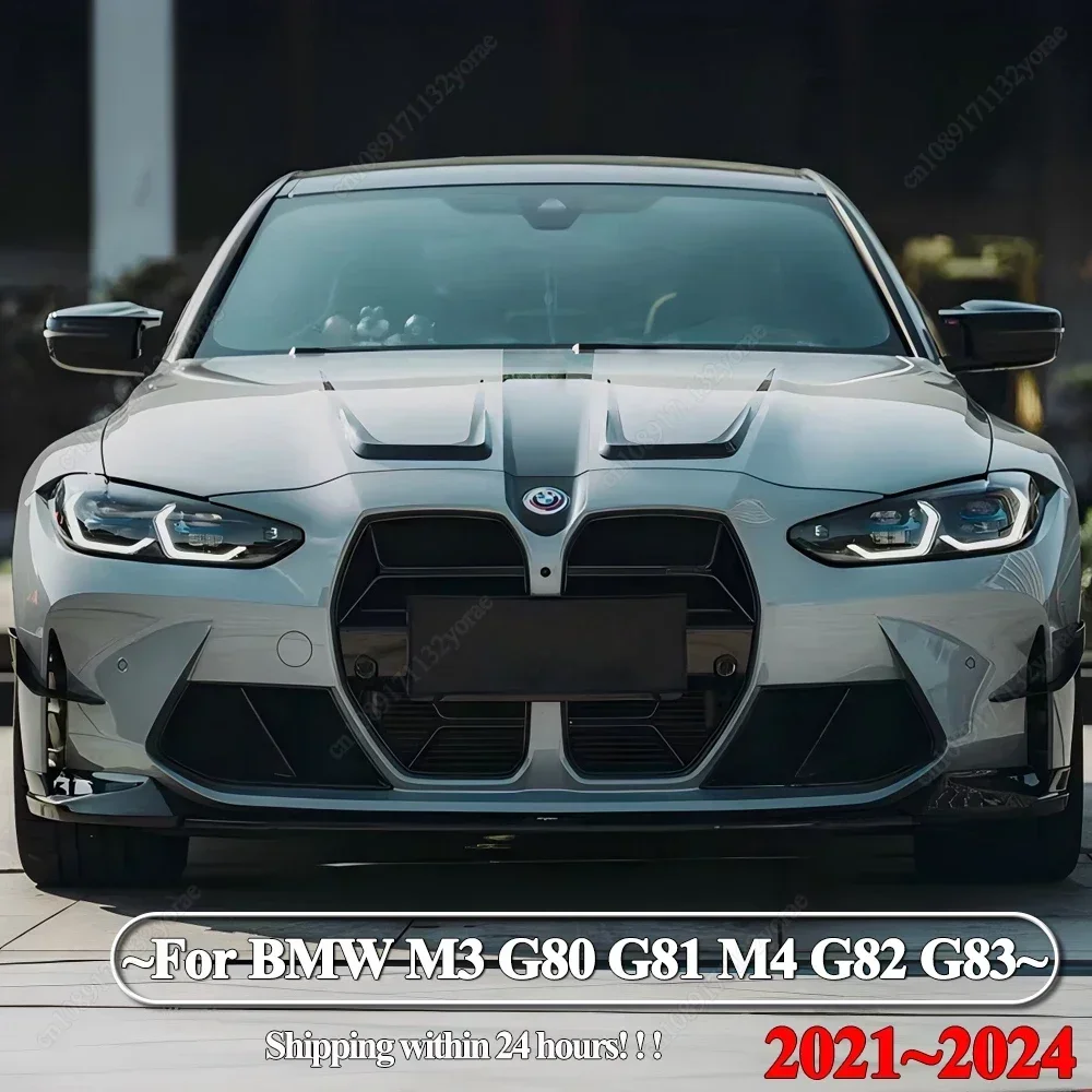 CS Style For BMW M3 G80 G81 M4 G82 G83 2021-2024 Car Front Bumper Grilles Gloss Black Hood Grill With ACC Bodykits Tuning
