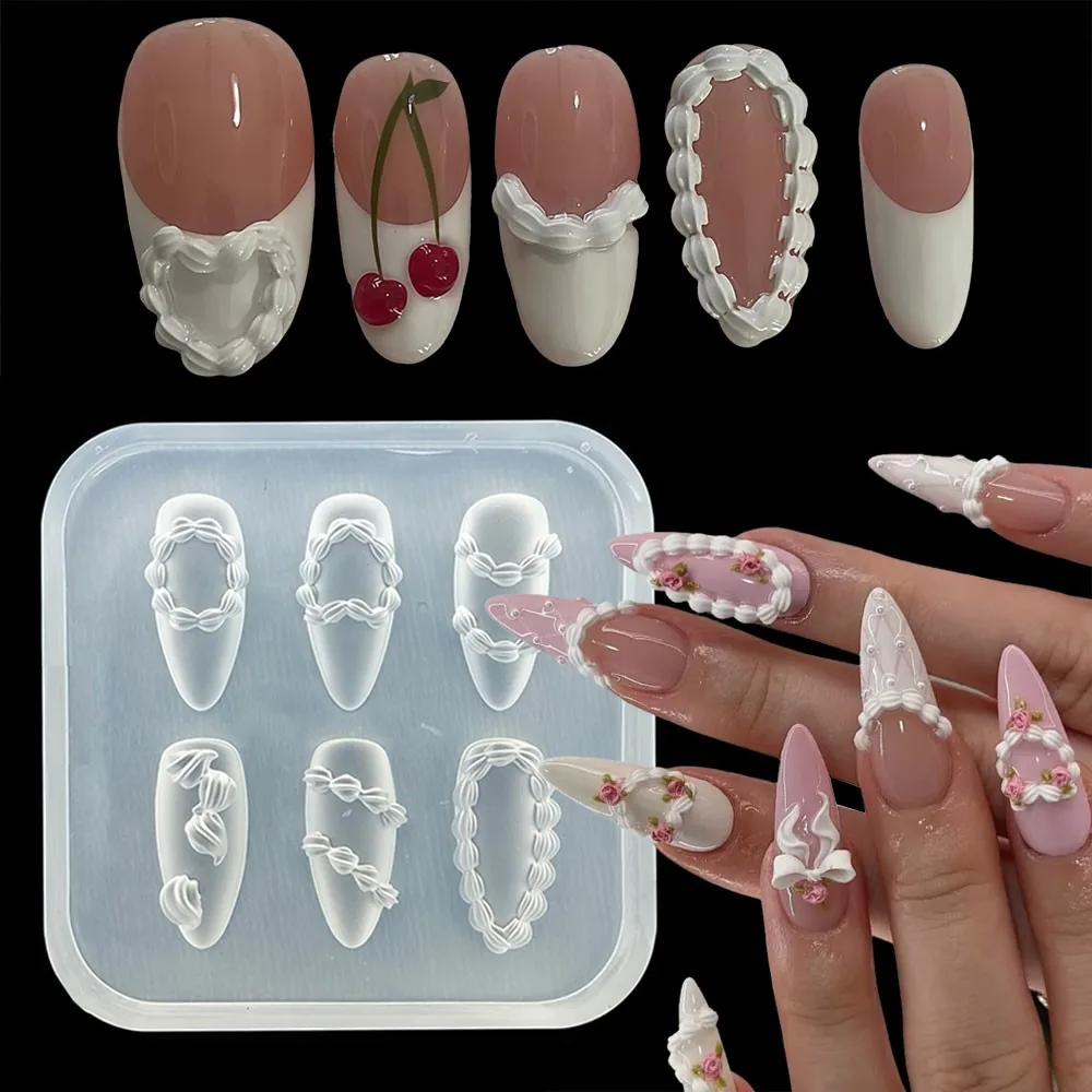 3D резьба по французскому торта, крем для ногтей, силиконовая форма, кавайная кремовая цепочка, прозрачный шаблон для ногтей, силиконовая форма для резьбы по ювелирным изделиям, форма для ногтей