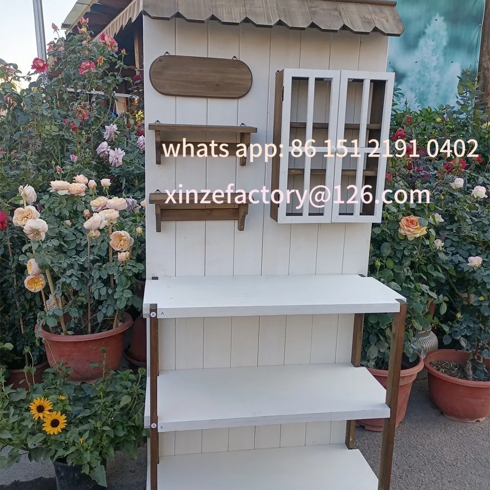 Customizable Outdoor Vintage Solid Wood Gardening Workbench Table