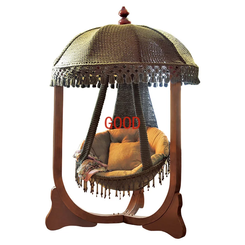 

Outdoor swing rocking chair Living room Hanging basket Spruce wood solid wood cradle chair
