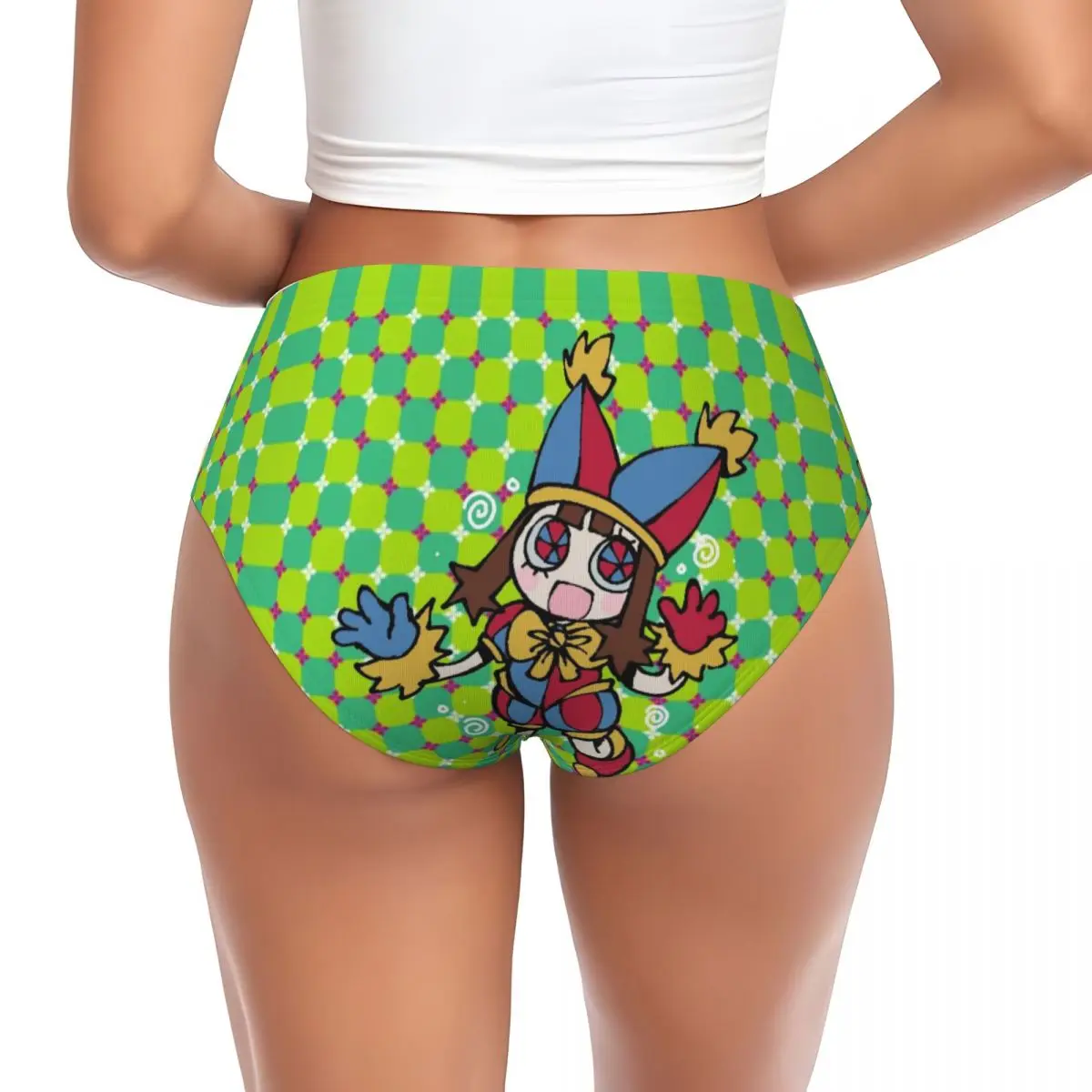 Custom Women's Pomni Wallpaper Cartoon Panties Stretch The Amazing Digital Circus Briefs Underwear