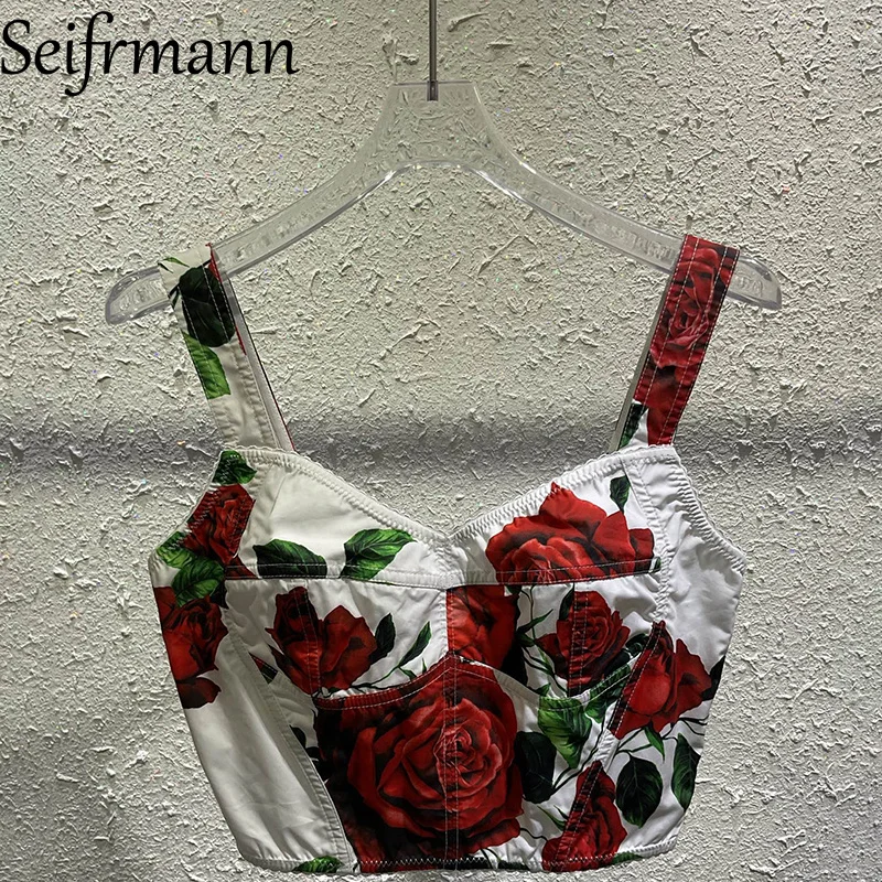 Seifrmann Casual Printed Cotton Top Square Neck Sleeveless Top 2026 Autumn Fashion Women's New Style
