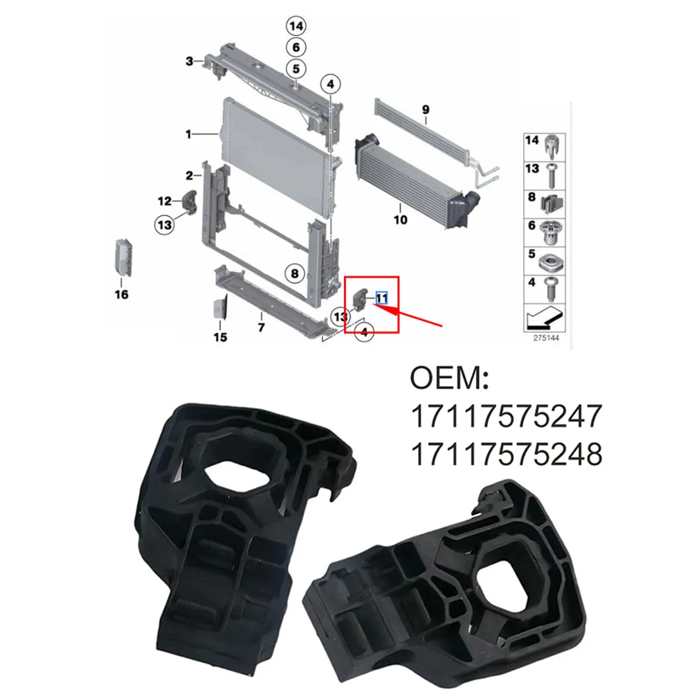 Car Radiator Mounting Bracket Holder For BMW For 5 Series For F10 Sedan / For F07 For Gran For Turismo 2009-2017 ﻿