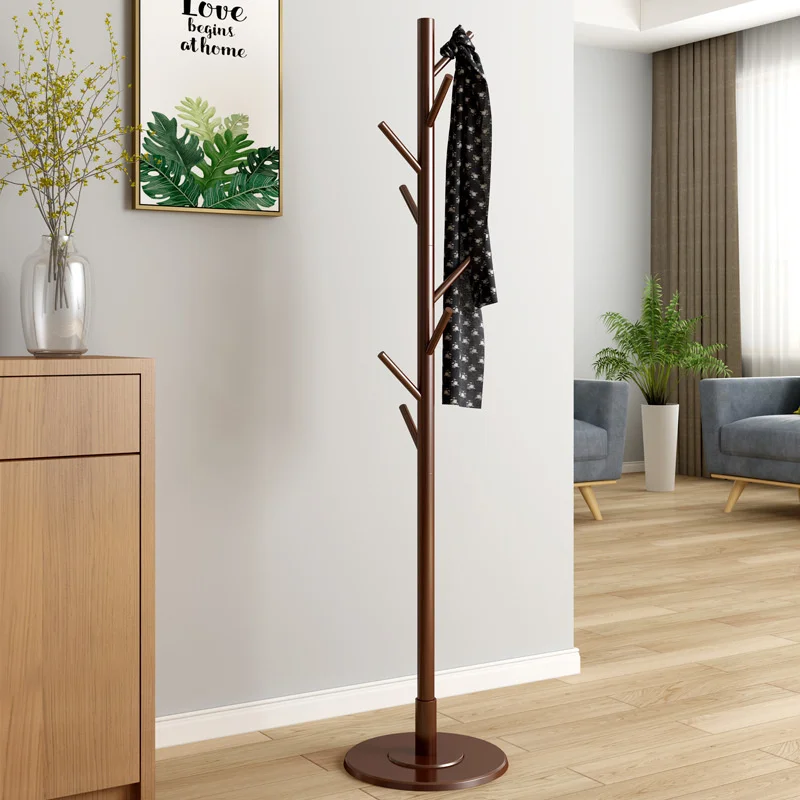 European-style Solid Wood Standing Coat Rack Creative Disc Bottom Clothes Hooks Bedroom Living Room Floor Rack For Clothes