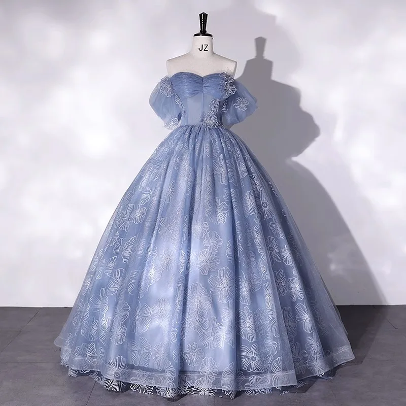 Fairy age-reducing evening dress  new one-shoulder adult gift romantic dinner birthday puffy skirt vocal music art exam