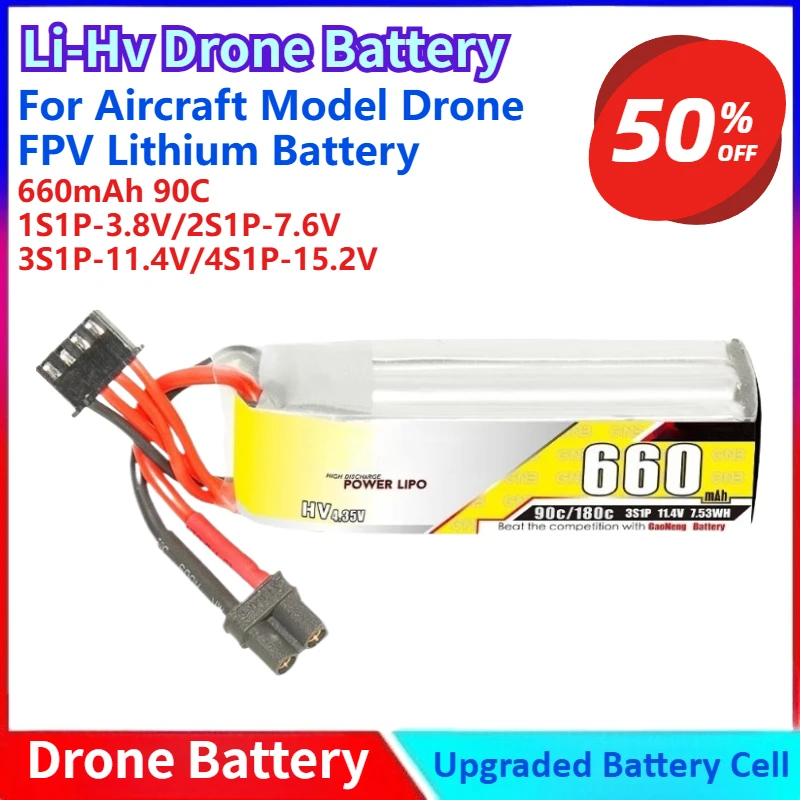 

New 660mAh 90C 1S 3.8V/2S 7.6V/3S 11.4V/4S 15.2V Lipo Battery with XT30 Plug for Aircraft Model Drone FPV Lithium Battery
