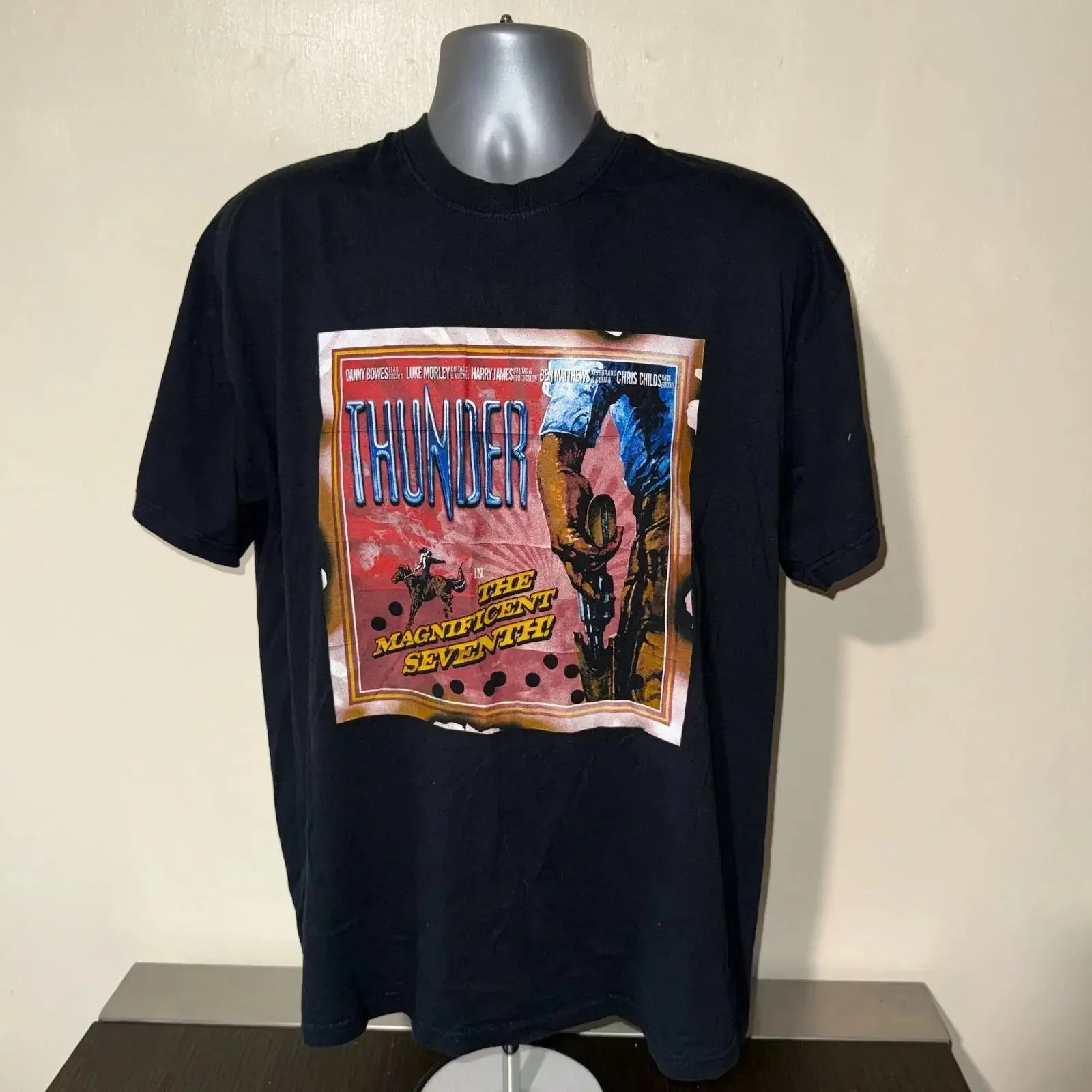 Thunder Rock Vintage 2005 Magnificent Seventh Tour Band T Shirt XL UK Dates vintage Washed Stretched Breathable