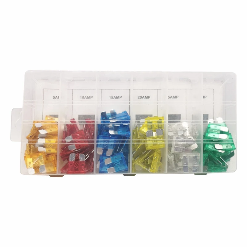 120PCS ฟิวส์รถชุดสารพันรถบรรทุกรถยนต์มาตรฐานใบมีดฟิวส์ Assortment 5A 10A 15A 20A 25A 30A ยานยนต์ฟิวส์เปลี่ยน
