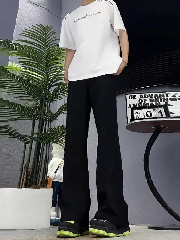 

Ice Silk Men's Wide Leg Pants Drapey Cool Feeling Long Trousers High Waist Youthful Spring Autumn Casual Pants American Sle