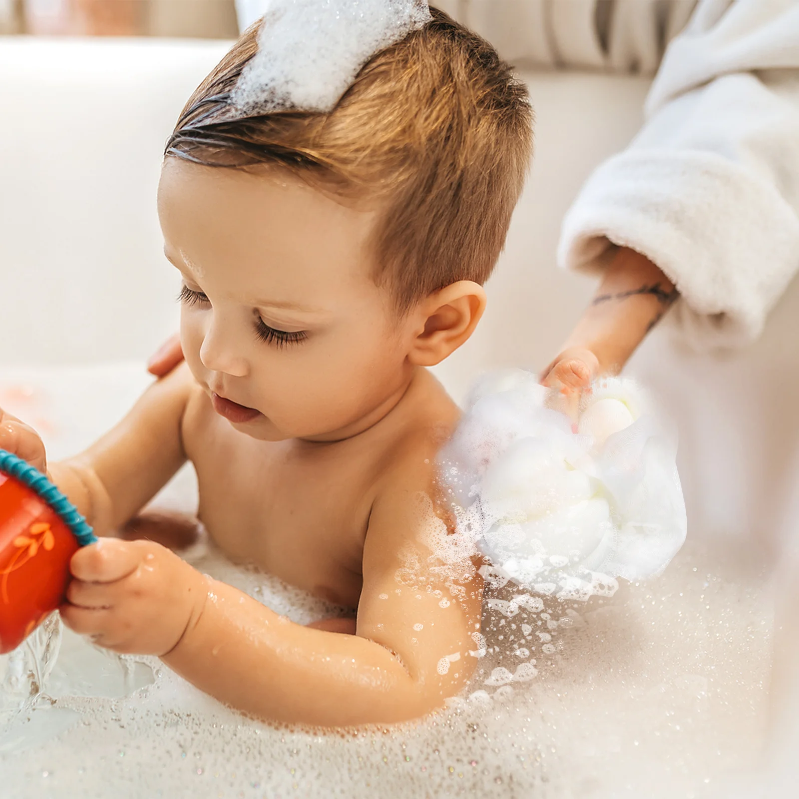 

2 Pack Shower Bath Balls Mesh Sponge for Body Scrubbing Exfoliating Bath Brush Essential