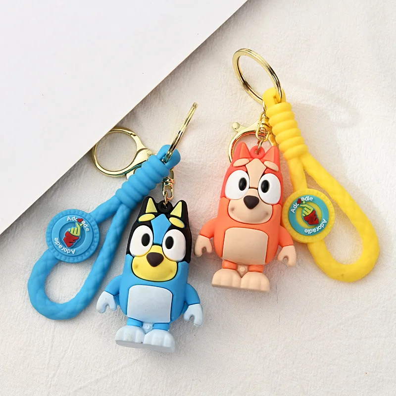 Bluey dog Keychain Cute Figure dog family Bingo Silicone Pendant Keyring Car Backpack Key Holder Decoration Jewelry