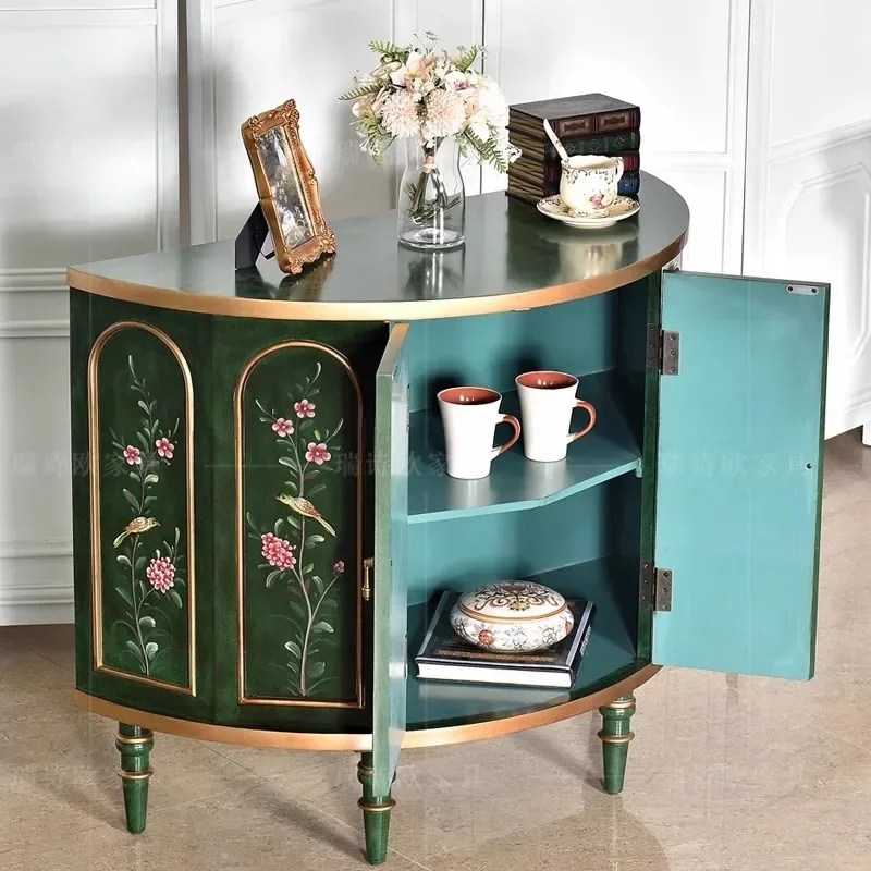 TAO American rural solid wood porch cabinet, semi-round storage cabinet, painted storage cabinet