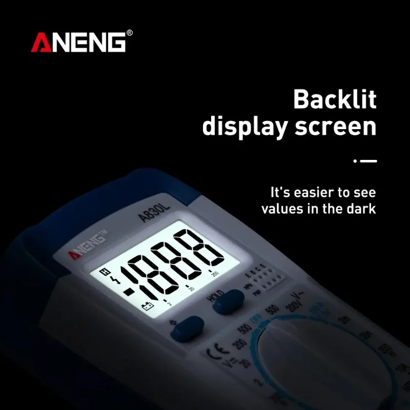 

ANENG A830L Профессиональный тестер тока Электрический интеллектуальный цифровой мультиметр отсчетов Точный диапазон