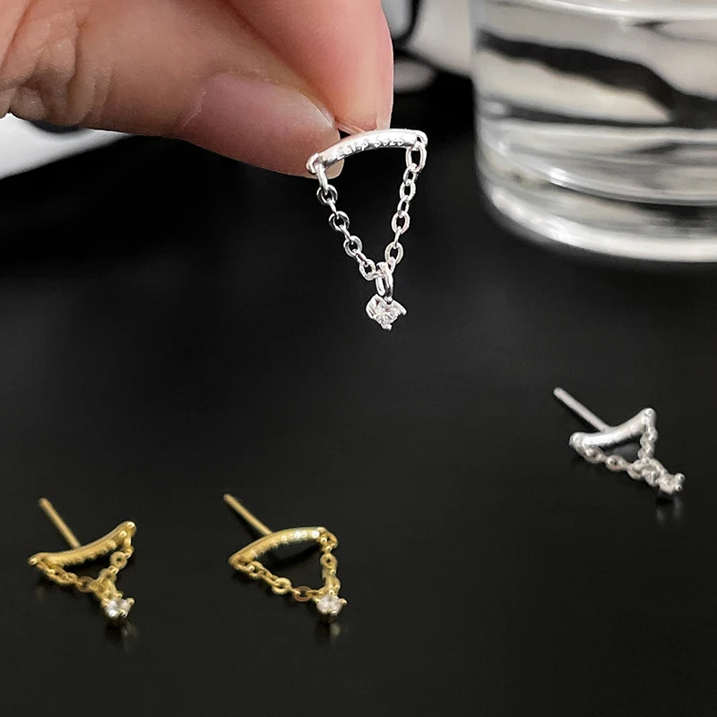 ENSHIR Zircon Tassel Pendant Earrings For Women Simple Temperament Luxury Design Delicate Wedding Jewelry Gifts