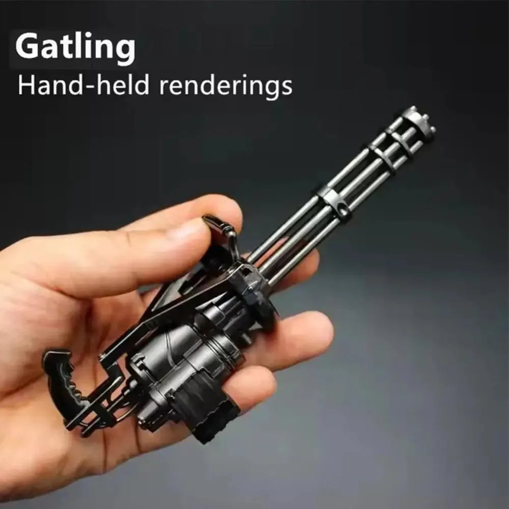 Metal Gatling Machine Gun Alloy Model, Rotatable Green Cannon Suitable for Office Decoration Ornaments and Handicrafts