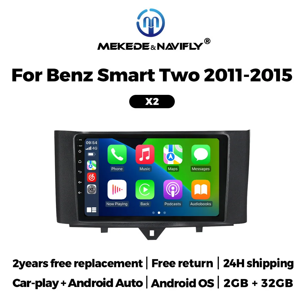 Support Carplay Android System Car Multimedia Player for Mercedes Benz Smart Fortwo 451 2011 2012 2013 2014 2015 Radio GPS Audio
