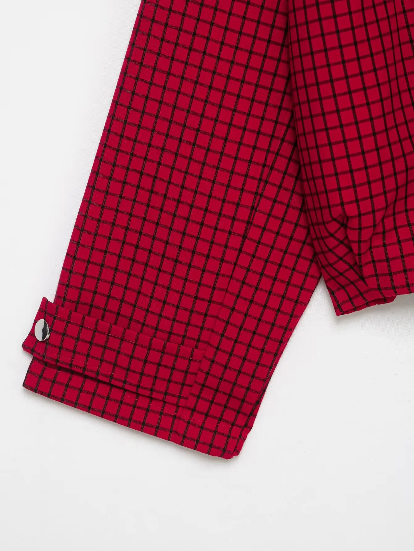 KONDALA Vintage Damen Pilotenjacken Rot Kariert Waffelstrick Stehkragen Lockerer Reißverschluss Langarm Streetwear Herbst Freizeitjacken – Detail 16