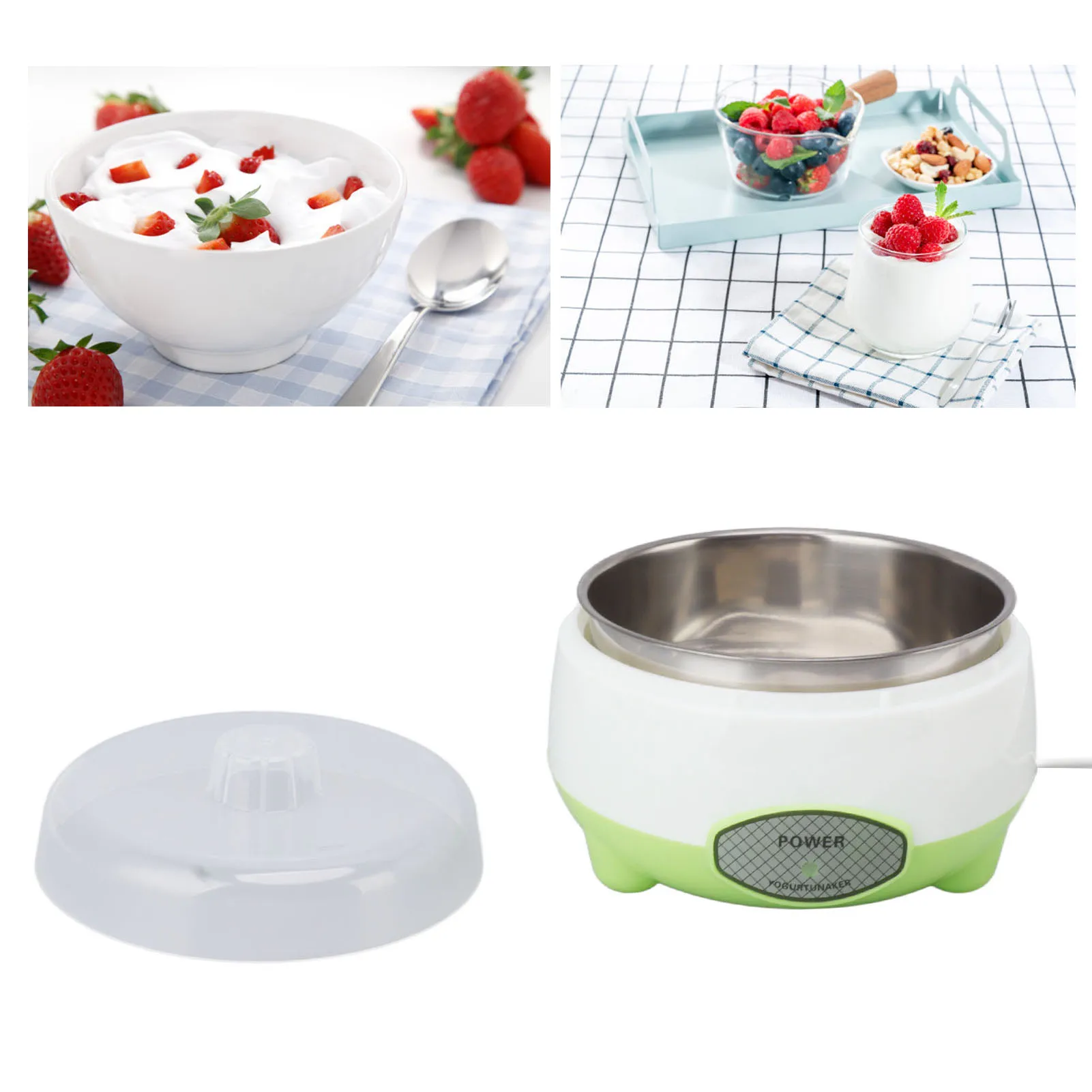 

Компактная йогуртница из нержавеющей стали, 15 Вт, для домашнего приготовления йогурта, зеленая