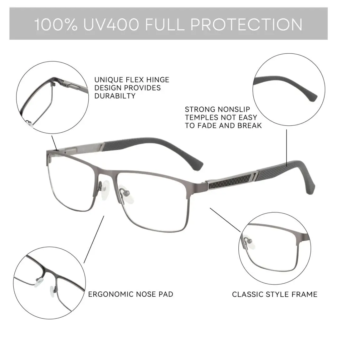 ZENOTTIC Square Carbon Fiber Frame Glasses