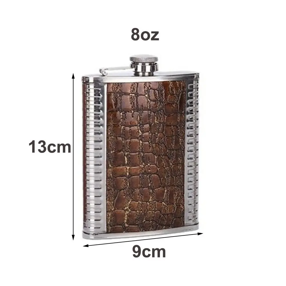 قارورة الورك الأنيقة 8 أونصة من الجلد المغطىة للتسرب قارورة الخمور الصغيرة المصنوعة من الفولاذ المقاوم للصدأ وعاء النبيذ في الهواء الطلق #6