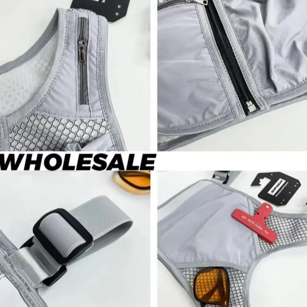 

with Pockets Reflective Running Vest Pack Waterproof Breathable Running Hydration Vest Bag Convenient Adjustable Men's Chest Bag