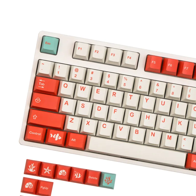 142 Keys GMK Coral Keycaps Cherry Profile GMK Keycaps PBT Dye Sublimation Keyboard Keycap For MX Switch 61 63 64 68 75 84 87 980