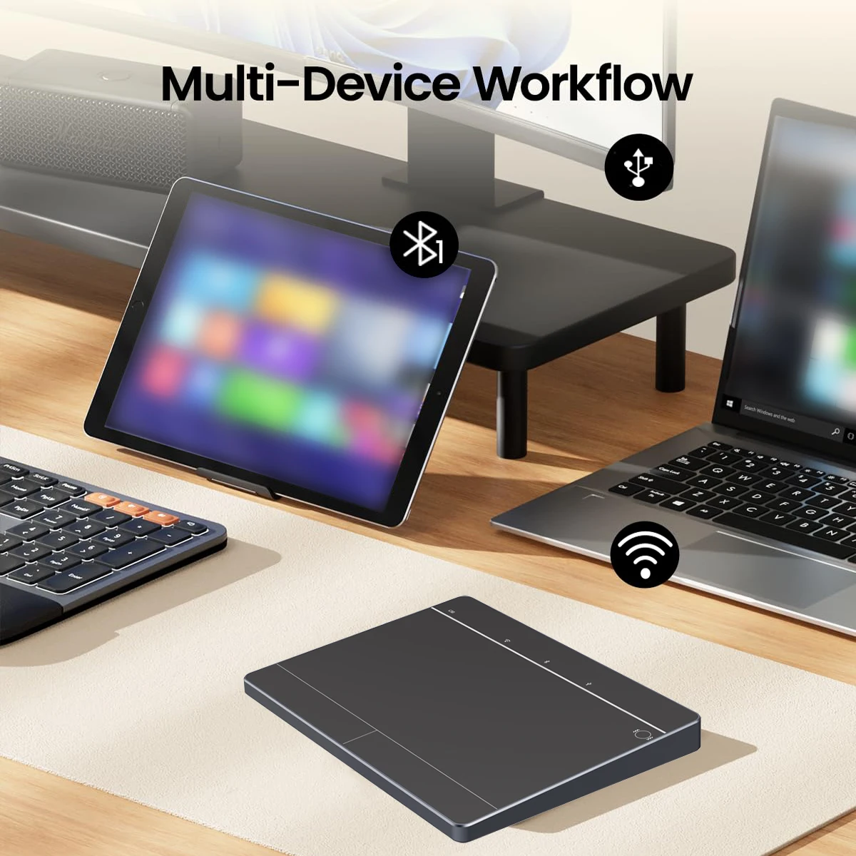 Jomaa recarregável bluetooth touchpad usb sem fio/com fio trackpad para windows computador portátil tablet alta precisão