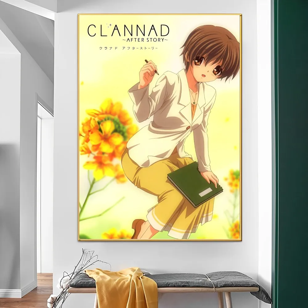 Anime Clannad After Story Poster Self-adhesive Art Poster Retro Kraft Paper Sticker DIY Room Bar Cafe Vintage Decorative