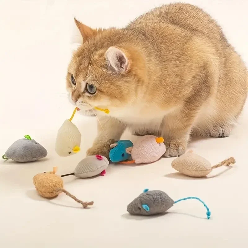 3/7/12PCS Interactive Plush Rat And Cat Toys With Durable Linen Perfect For Small Breeds Safe For Indoor Play