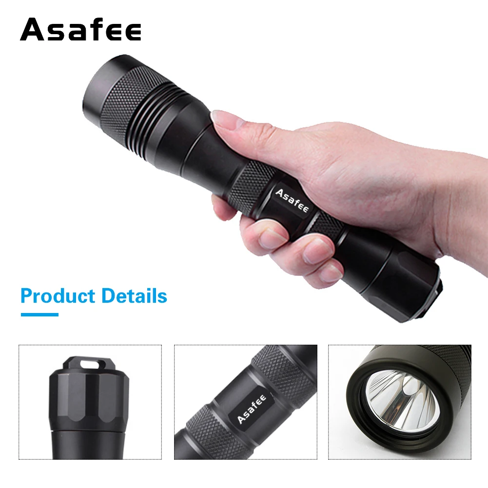 Asafee 200M Diving Flashlight L2 LED Underwater 1050LM Scuba Dive Torch IP68 Waterproof Rating Rechargeable Diver Lamp Lanterna